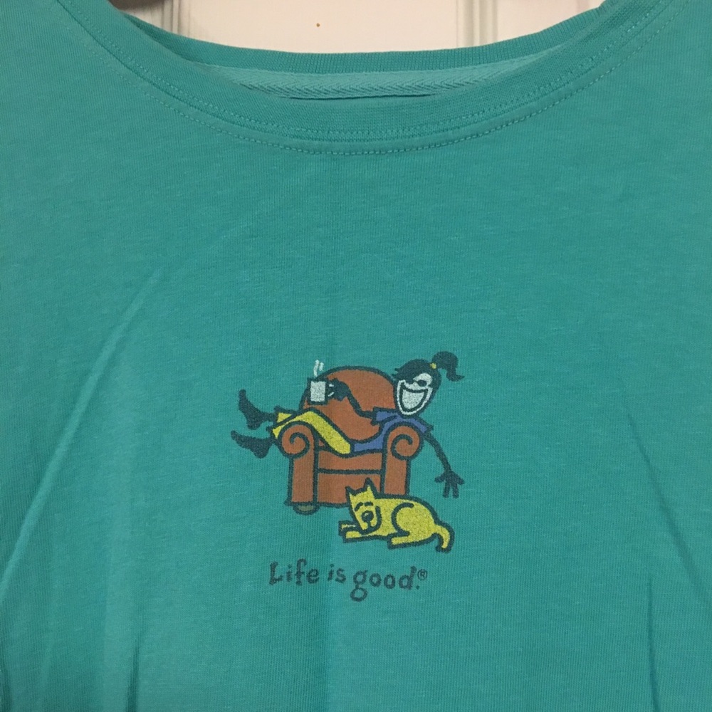 Life is Good shirt USED, teal size XXL